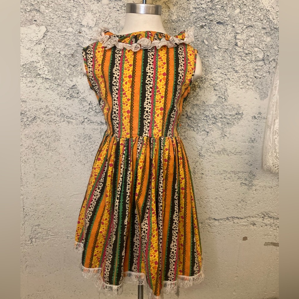 Colorful Striped vintage handmade Kids Dress